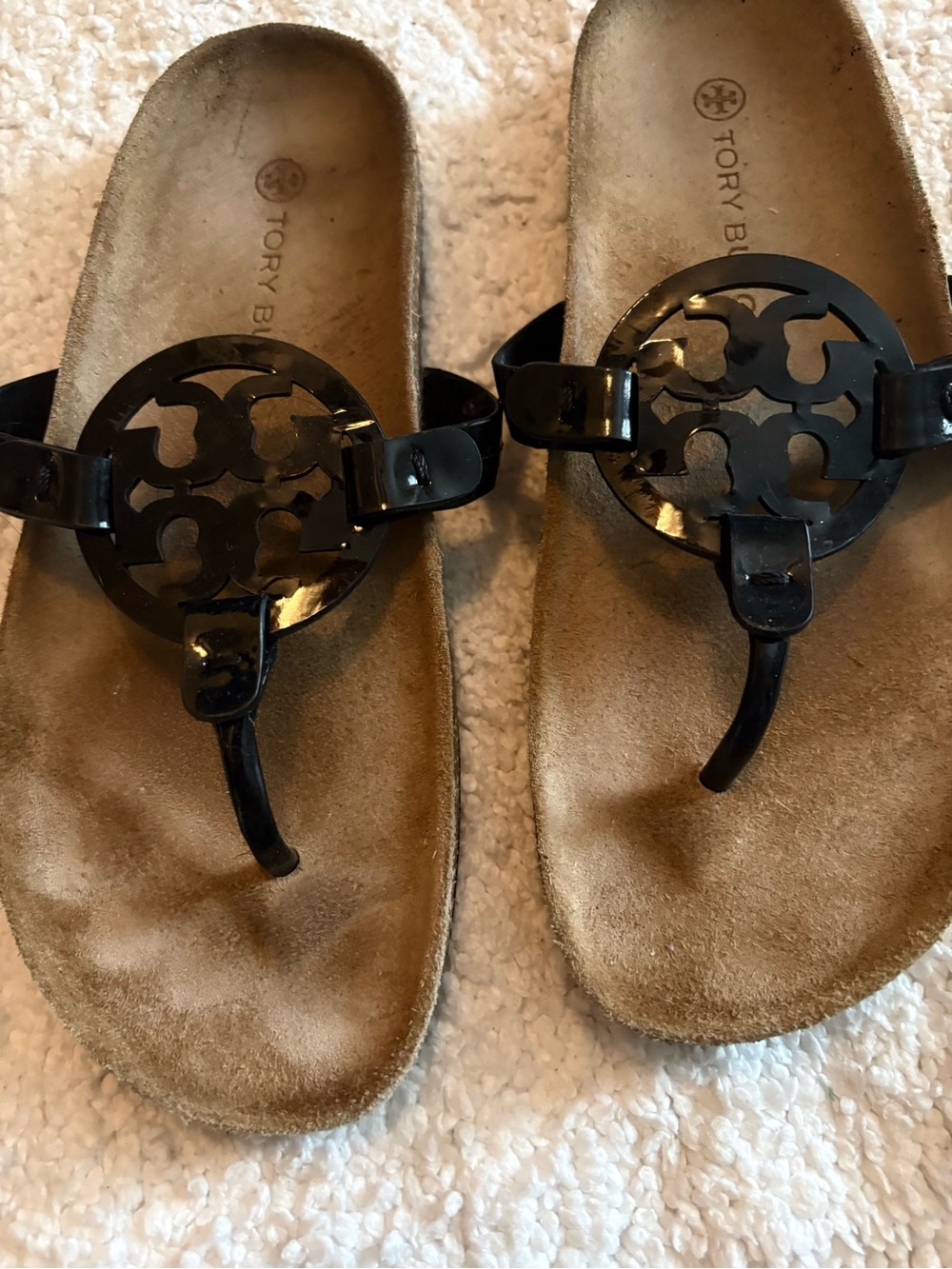 Tory Burch Black Logo Thong Sandals
